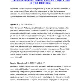 Dawson, Eleanor Interview - Tape 1 Side B - Transcript