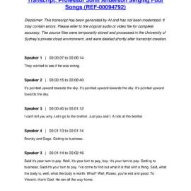 Professor John Anderson Singing Four Songs - Transcript