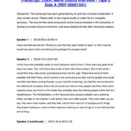 Clark, Marie Coutts Interview - Tape 2 Side A - Transcript