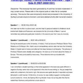 Hutley, Francis Charles Interview - Tape 1 Side B - Transcript