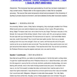 Wilkins, Trevor Douglas Interview - Tape 1 Side B - Transcript