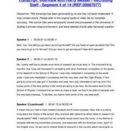 Interview with Harry Messel - Recruiting Staff - Segment 4 of 14 - Transcript