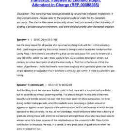 Farewell to Leonard Rolph, Attendant-in-Charge - Transcript