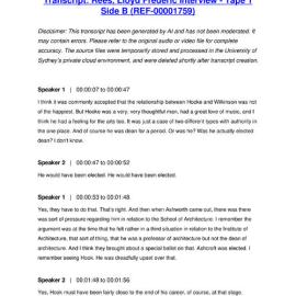 Rees, Lloyd Frederic Interview - Tape 1 Side B - Transcript
