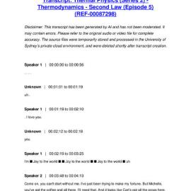 Thermal Physics (Series 2) - Thermodynamics - Second Law (Episode 5) - Transcript