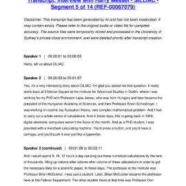 Interview with Harry Messel - SILLIAC - Segment 5 of 14 - Transcript