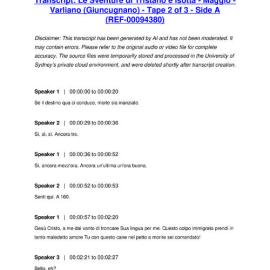 Le Sventure di Tristano e Isotta - Maggio - Varliano (Giuncugnano) - Tape 2 of 3 - Side A - Transcript