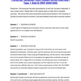 McMillan, John Rusten Alfred Interview - Tape 1 Side B - Transcript