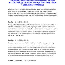 Centre for Human Aspects of Science and Technology Lecture 6, George Humphrey - Tape 1 Side A - Transcript