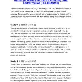 Building a Future with Sydney CAE: Edited Version - Transcript