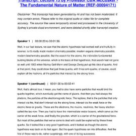 Lecture 15 by Professor CBA McCusker - The Fundamental Nature of Matter - Transcript