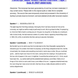 Maze, Wilson Harold Interview - Tape 1 Side B - Transcript