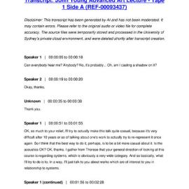 John Young Advanced Art Lecture - Tape 1 Side A - Transcript