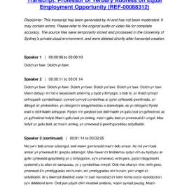 Professor Di Yerbury Address on Equal Employment Opportunity - Transcript