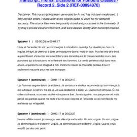 French Dictations for Honours Classes - Record 2, Side 2 - Transcript