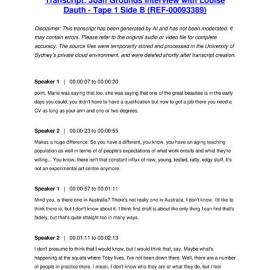 Joan Grounds Interview with Louise Dauth - Tape 1 Side B - Transcript