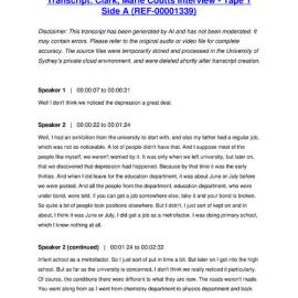 Clark, Marie Coutts Interview - Tape 1 Side A - Transcript