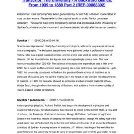 The University - A Backward Glance, From 1939 to 1889 Part 2 - Transcript