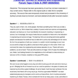 Women in Science and Engineering Forum Tape 2 Side A - Transcript