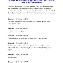 Dunston, Arthur John Interview - Tape 3 Side A - Transcript