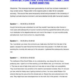 Pryke, Peter Irving Interview - Tape 1 Side B - Transcript