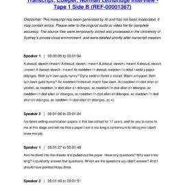 Cowper, Norman Lethbridge Interview - Tape 1 Side B - Transcript