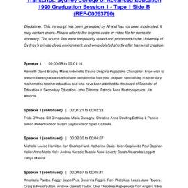 Sydney College of Advanced Education 1990 Graduation Session 1 - Tape 1 Side B - Transcript