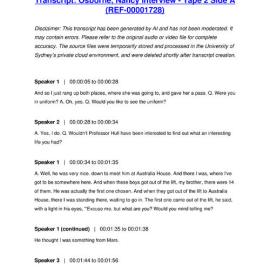 Osborne, Nancy Interview - Tape 2 Side A - Transcript