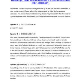 New Vice-Chancellor's Press Conference - Transcript