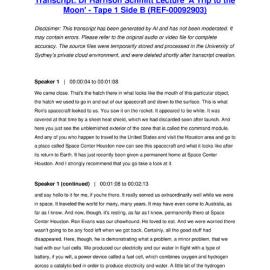 Dr Harrison Schmitt Lecture 'A Trip to the Moon' - Tape 1 Side B - Transcript