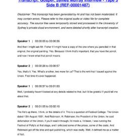 Gosper, James Murray Interview - Tape 3 Side B - Transcript