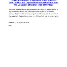 Resonet in Laudibus, Track Nineteen, from Carillon and Organ - Musical Celebrations from the University of Sydney - Transcript