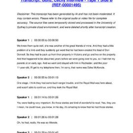 Gunz, Cecily Interview - Tape 1 Side B - Transcript