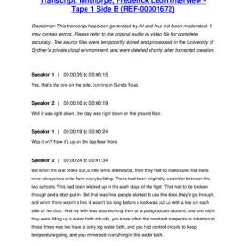 Milthorpe, Frederick Leon Interview - Tape 1 Side B - Transcript