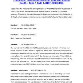 Toni Robertson Interview with Louise Dauth - Tape 1 Side A - Transcript