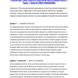 Guy Warren Interview with Louise Darth - Tape 1 Side B - Transcript