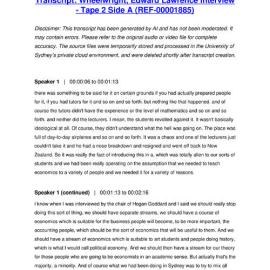 Wheelwright, Edward Lawrence Interview - Tape 2 Side A - Transcript