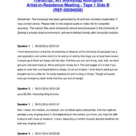 Art Workshop Aboriginal Artist-in-Residence Meeting - Tape 1 Side B - Transcript
