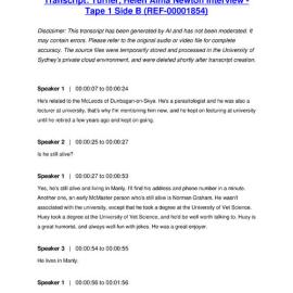 Turner, Helen Alma Newton Interview - Tape 1 Side B - Transcript