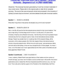 Interview with Harry Messel - Science Schools - Segment 6 of 14 - Transcript