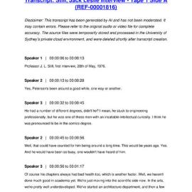 Still, Jack Leslie Interview - Tape 1 Side A - Transcript