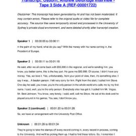 Osborn, Andrew Delbridge Interview - Tape 3 Side A - Transcript