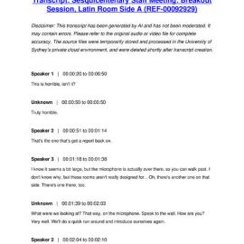 Sesquicentenary Staff Meeting: Breakout Session, Latin Room Side A - Transcript