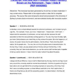 Interview with Professor Robert Hanbury Brown on his Retirement - Tape 1 Side B - Transcript