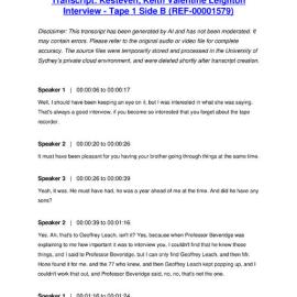 Kesteven, Keith Valentine Leighton Interview - Tape 1 Side B - Transcript