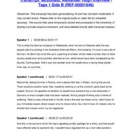 McDonald, Alexander Hugh Interview - Tape 1 Side B - Transcript