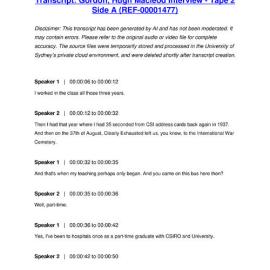 Gordon, Hugh Macleod Interview - Tape 2 Side A - Transcript