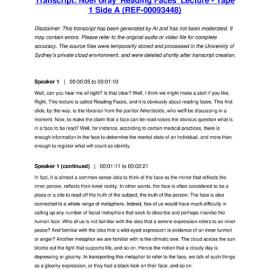 Noel Gray 'Reading Faces' Lecture - Tape 1 Side A - Transcript