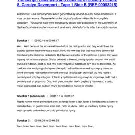 Scientists and Science in Society Lecture 8, Carolyn Davenport - Tape 1 Side B - Transcript