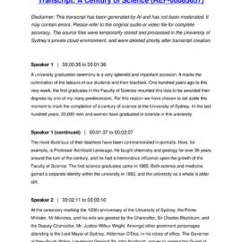 A Century of Science - Transcript